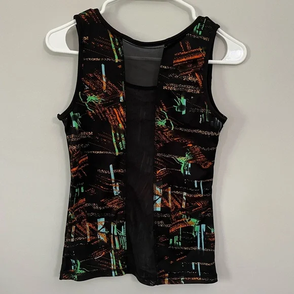Athletic tank top with lots of color and black back ground. Mesh on the back. - Picture 2 of 2